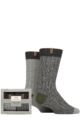 Mens 2 Pair Totes Chunky Twist Thermal Boot Socks - Grey