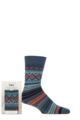 Mens 1 Pair Totes Original Novelty Slipper Socks with Grip - Fairisle Blue