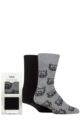 Mens 2 Pair Totes Original Plain and Patterned Slipper Socks - Bear