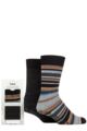 Mens 2 Pair Totes Original Plain and Patterned Slipper Socks - Stripe