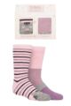 Girls 2 Pair Totes Originals Novelty Slipper Socks - Cat Pink