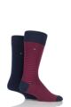 Mens 2 Pair Tommy Hilfiger Small Stripe Cotton Socks - Tommy Original