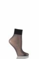 Ladies 1 Pair Falke Shelina 12 Denier Ultra Transparent Ankle Highs With Shimmer - Black