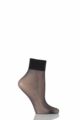 Women's 1 Pair Falke Shelina 12 Denier Ultra Transparent Ankle Highs With Shimmer - Black