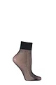 Women's 1 Pair Falke Shelina 12 Denier Ultra Transparent Ankle Highs With Shimmer - Black