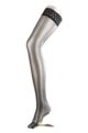 Ladies 1 Pair Falke Shelina 12 Denier Ultra Transparent Hold Ups With Shimmer - Black