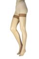 Women's 1 Pair Falke Shelina 12 Denier Ultra Transparent Hold Ups With Shimmer - Sun