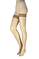 Women's 1 Pair Falke Shelina 12 Denier Ultra Transparent Hold Ups With Shimmer - Sun
