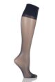 Ladies 1 Pair Falke Pure Matt 20 Knee Highs With Sensitive Top - Marine