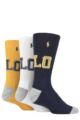 Mens 3 Pair Ralph Lauren Classic Sport Cushioned Arch Support Crew Socks - Multi