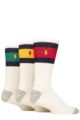 Mens 3 Pair Ralph Lauren Classic Cotton Sport Socks - Cream Red / Yellow / Green