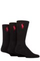 Mens 3 Pair Ralph Lauren Classic Cotton Sport Socks - Black
