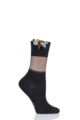 Ladies 1 Pair Falke Shiny Powder Dragonfly Cotton Socks - Black