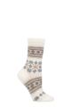 Ladies 1 Pair Falke Fair Isle Wool Socks - Off White