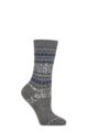 Women's 1 Pair Falke Cosy Wool Special Edition Classic Norwegian Patterned Socks - Light Grey Melange