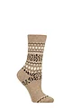 Women's 1 Pair Falke Cosy Wool Special Edition Classic Norwegian Patterned Socks - Beige Melange