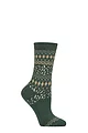 Women's 1 Pair Falke Cosy Wool Special Edition Classic Norwegian Patterned Socks - Hunter Green