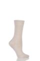 Ladies 1 Pair Falke Sensitive Berlin Merino Wool Left And Right Comfort Cuff Socks - Linen