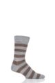 Mens and Ladies 1 Pair SOCKSHOP of London Striped Alpaca Everyday Socks - Grey / Natural Brown