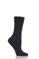 Ladies 1 Pair Falke Sensitive Granada Cotton Comfort Cuff Socks - Black