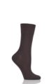 Ladies 1 Pair Falke Sensitive Granada Cotton Comfort Cuff Socks - Dark Brown
