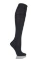 Ladies 1 Pair Falke Sensitive London Left and Right Comfort Cuff Cotton Knee High Socks - Anthracite