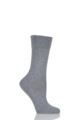 Ladies 1 Pair Falke Sensitive London Left And Right Comfort Cuff Cotton Socks - Light Grey Melange