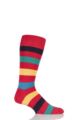 Mens 1 Pair SOCKSHOP of London Bold Broad Stripe Cotton Socks - Brigade / Multi