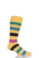 Mens 1 Pair SOCKSHOP of London Bold Broad Stripe Cotton Socks - Marigold / Multi