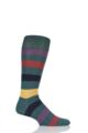 Mens 1 Pair SOCKSHOP of London Bold Broad Stripe Cotton Socks - Rich Green / Multi