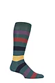Mens 1 Pair SOCKSHOP of London Bold Broad Stripe Cotton Socks - Rich Green / Multi