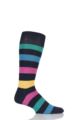 Mens 1 Pair SOCKSHOP of London Bold Broad Stripe Cotton Socks - Rich Navy / Multi