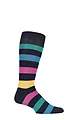 Mens 1 Pair SOCKSHOP of London Bold Broad Stripe Cotton Socks - Rich Navy / Multi
