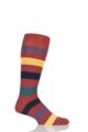 Mens 1 Pair SOCKSHOP of London Bold Broad Stripe Cotton Socks - Terracotta / Multi