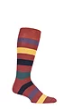 Mens 1 Pair SOCKSHOP of London Bold Broad Stripe Cotton Socks - Terracotta / Multi