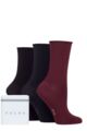 Ladies 3 Pair Falke Happy Box Gift Boxed Socks - Black / Navy / Burgundy