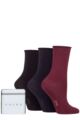 Ladies 3 Pair Falke Merry Christmas and A Happy New Year Gift Boxed Socks - Black / Navy / Red