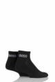 Mens 2 Pair BOSS Plain Cotton Sports Sneaker Socks - Black