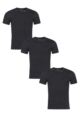 Mens 3 Pack BOSS Plain Cotton Stretch Round Neck T-Shirts - Black