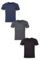 Mens 3 Pack BOSS Plain Cotton Stretch Round Neck T-Shirts - Black / Grey / Navy