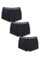 Mens 3 Pack BOSS Plain Cotton Stretch Trunks - Black