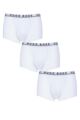 Mens 3 Pack BOSS Plain Cotton Stretch Trunks - White