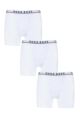 Mens 3 Pack BOSS Plain Cotton Stretch Longer Leg Boxer Briefs - White