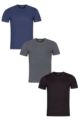 Mens 3 Pack BOSS Plain Cotton Stretch Round Neck T-Shirts - Navy / Charcoal / Black