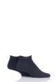 Mens 2 Pair BOSS Plain Cotton Sneaker Socks - Navy