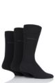 Mens 3 Pair BOSS Plain Combed Cotton Socks - Black