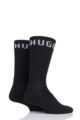 Mens 2 Pair BOSS Plain Cotton Sports Crew Socks - Black