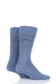 Mens 2 Pair BOSS Plain 75% Cotton Socks - Blue