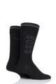 Mens 2 Pair BOSS Combed Cotton Boss Logo Socks - Black