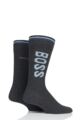 Mens 2 Pair BOSS Combed Cotton Boss Logo Socks - Grey